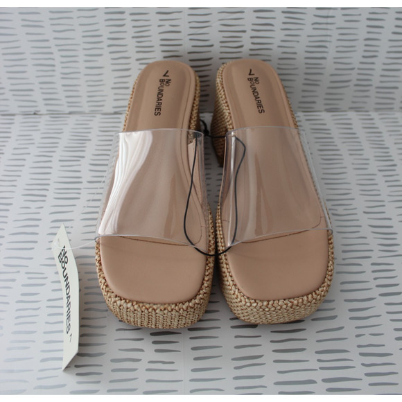 No Boundaries Womens Platform Mule Sandal Clear Multisize NWT - Picture 1 of 8